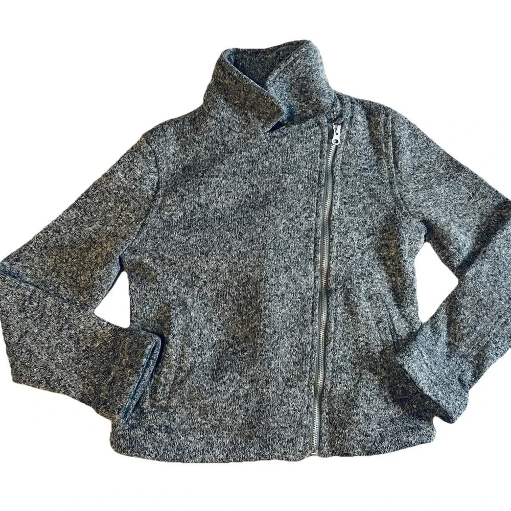 Old Navy Youth Girls Size Small (6/7)Jacket Asymmetrical Zip Heather Gray Fleece